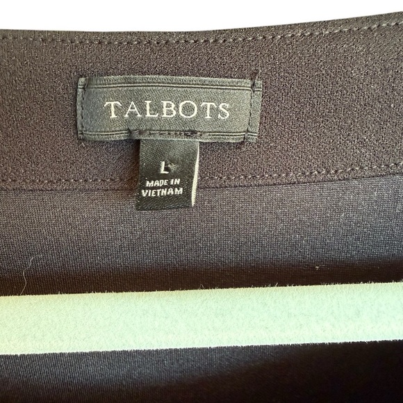 Talbots smocked scoop ruffled neck 3/4 sleeve black women’s black blouse large - Picture 5 of 10